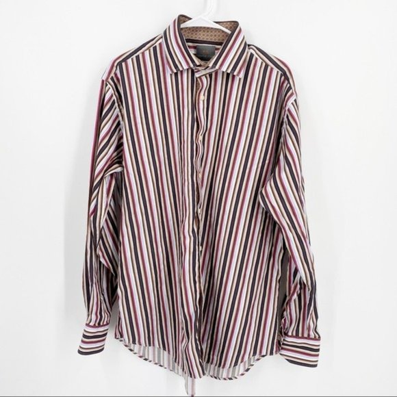 Thomas Dean Other - Thomas Dean Multi Colored Striped Button Down Dress Shirt Size XL